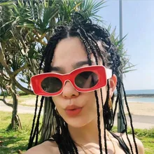 Индивидуальные забавные Подиумные Солнцезащитные очки женские прямоугольные маленькие оттенки Толстая рамка женские мужские Звездные знаменитостей же стиль солнцезащитные очки