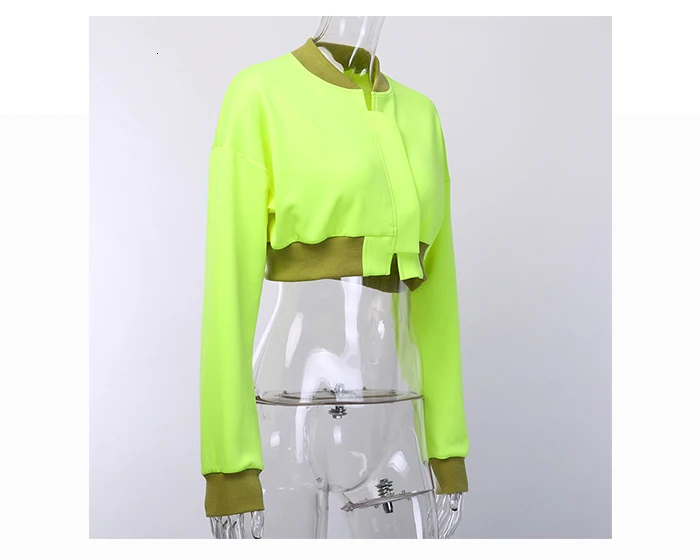Jocoo Jolee женские неоновые куртки с длинным рукавом и круглым вырезом, короткие куртки, повседневные осенние пальто, модные европейские Стильные тонкие пиджаки