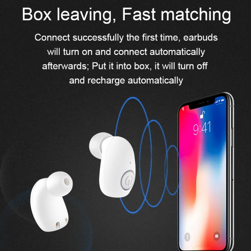 TWS B5 мини Bluetooth гарнитура стерео Беспроводная в уши IPX5 Водонепроницаемый портативный источник питания 2600 мАч