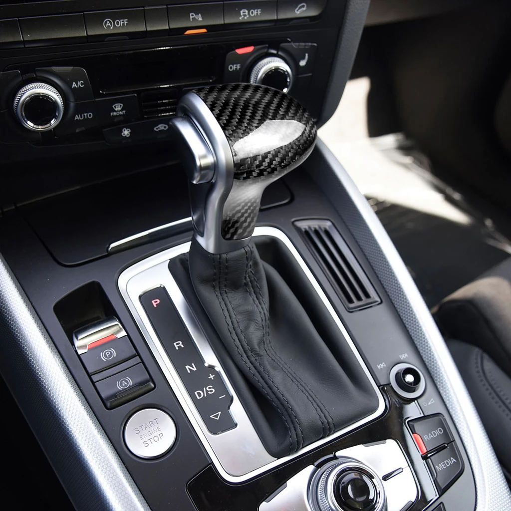 Car Interior Styling Carbon Fiber Gear Shift Knob Gear Head Sticker Cover for Audi A4 B8 A5 S5 A6 C7 A7 Q5 Q7