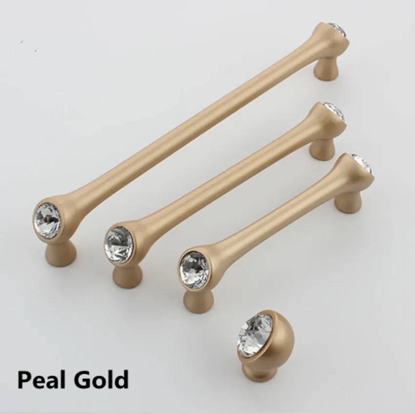 PEAL GOLD 128 192 мм современный модный прозрачный кристалл кухонный шкаф ручка платяного шкафа Черный Серый Золотой комод подставка под телевизор ванная комната ручка шкафа - Цвет: PEAL GOLD