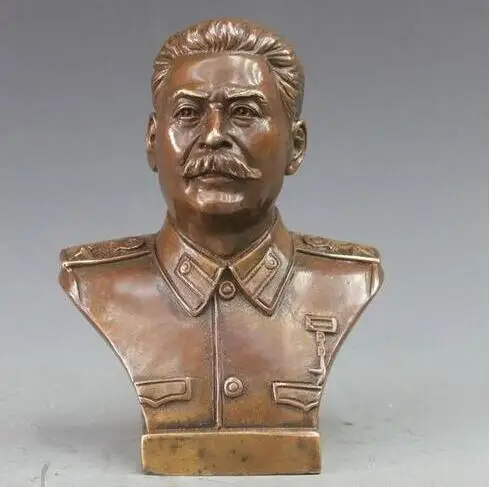 YM 305 Western Bronze Copper Politician Joseph Vissarionovich Stalin Bust Art Statue