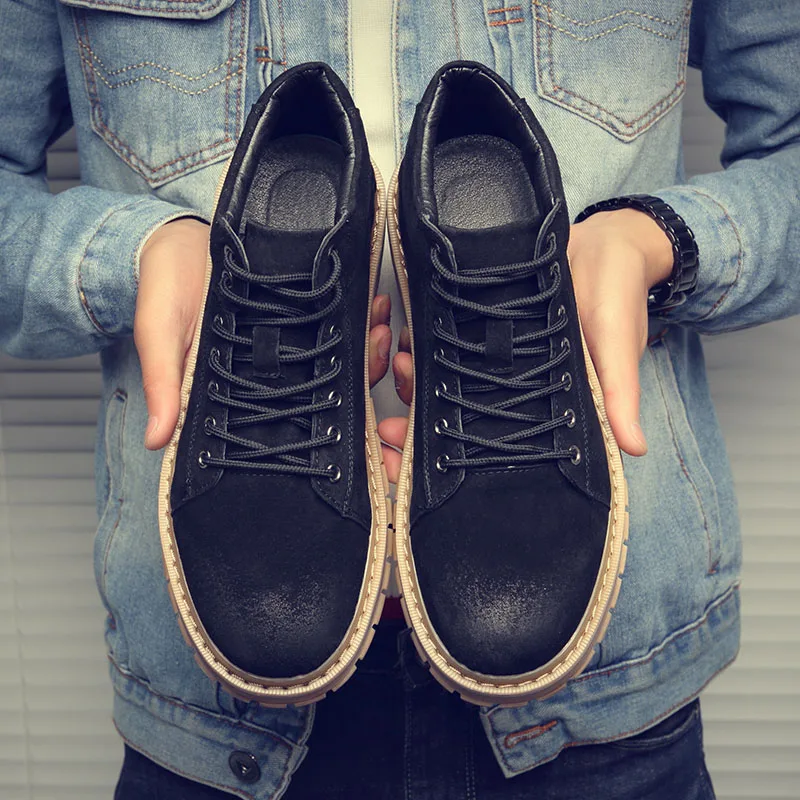 Зимние мужские ботильоны из натуральной кожи; теплые резиновые высококачественные роскошные мужские ботинки ручной работы;# PZ6500 - Цвет: black