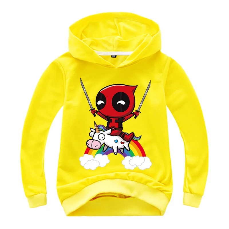 T0348-Yellow Детские толстовки с капюшоном с единорогом; одежда для маленьких мальчиков; толстовки для девочек; топ с длинными рукавами для маленьких девочек; летняя одежда; толстовки с пони для подростков; От 2 до 11 лет - Цвет: T0348-Yellow