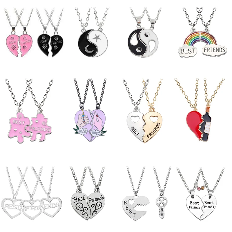 Couple Pendant Necklace Jewelry Gift Rainbow Heart-Bff Fashion Broken for Womom Good-Friend