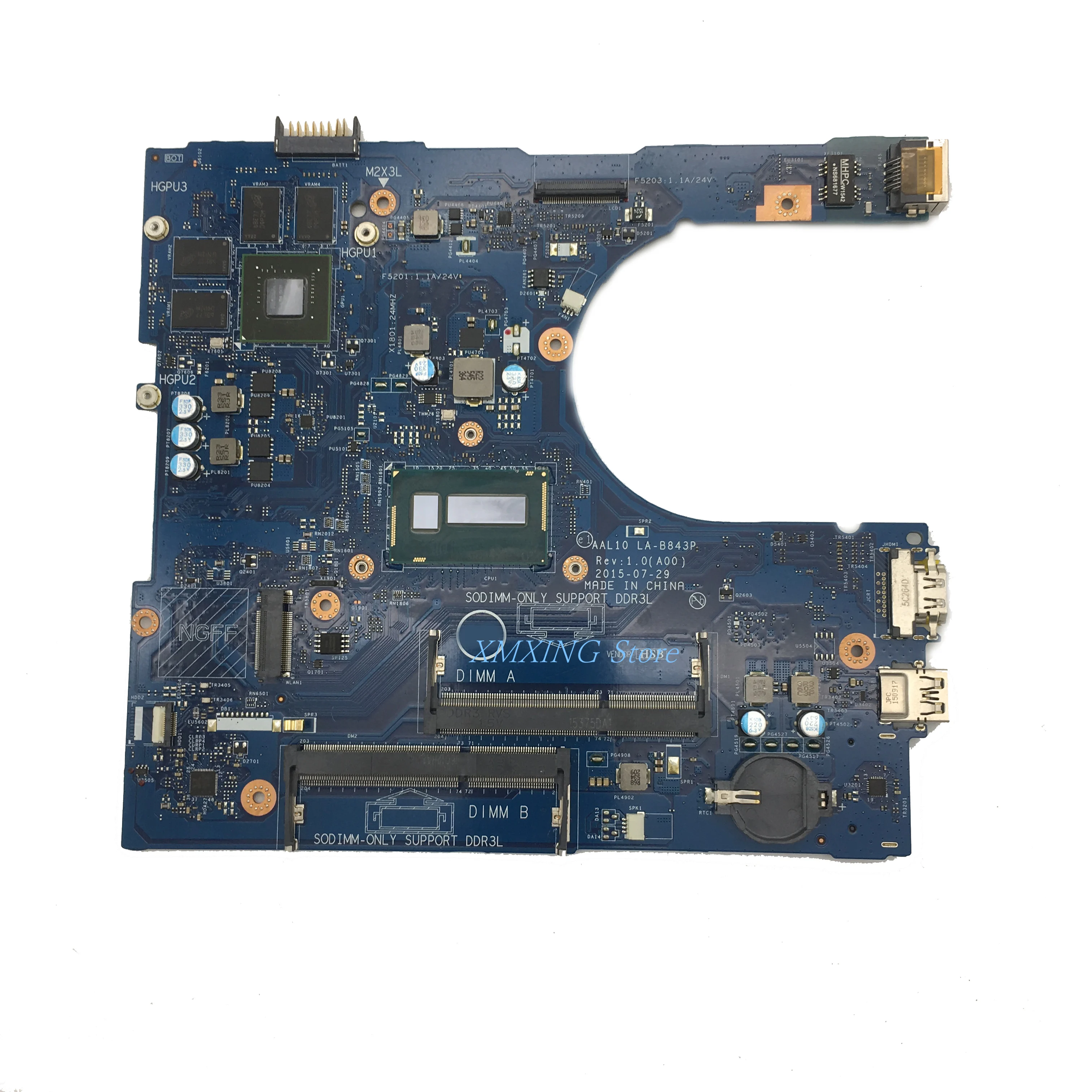 FULCOL For DELL INSPIRON 5458 5558 Laptop Motherboard I3-5005U CPU SR27G AAL10 LA-B843P CN-0HV659 0HV659 HV659 Tested 100% work |