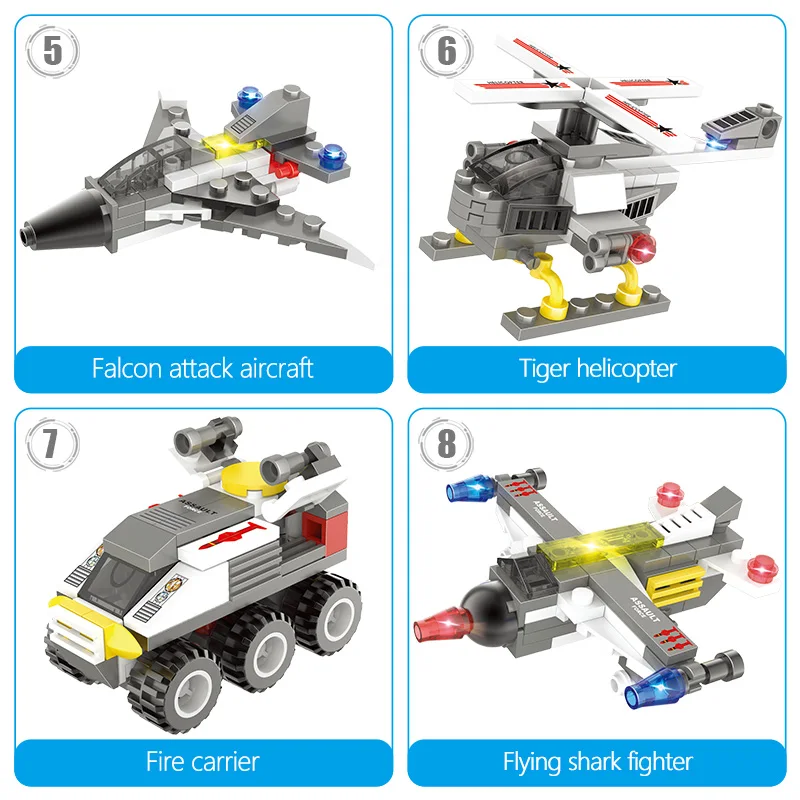  491pcs DIY Wheeled Armored Tank Model Building Blocks Legoingly Military Aircraft Car Turck Soldier