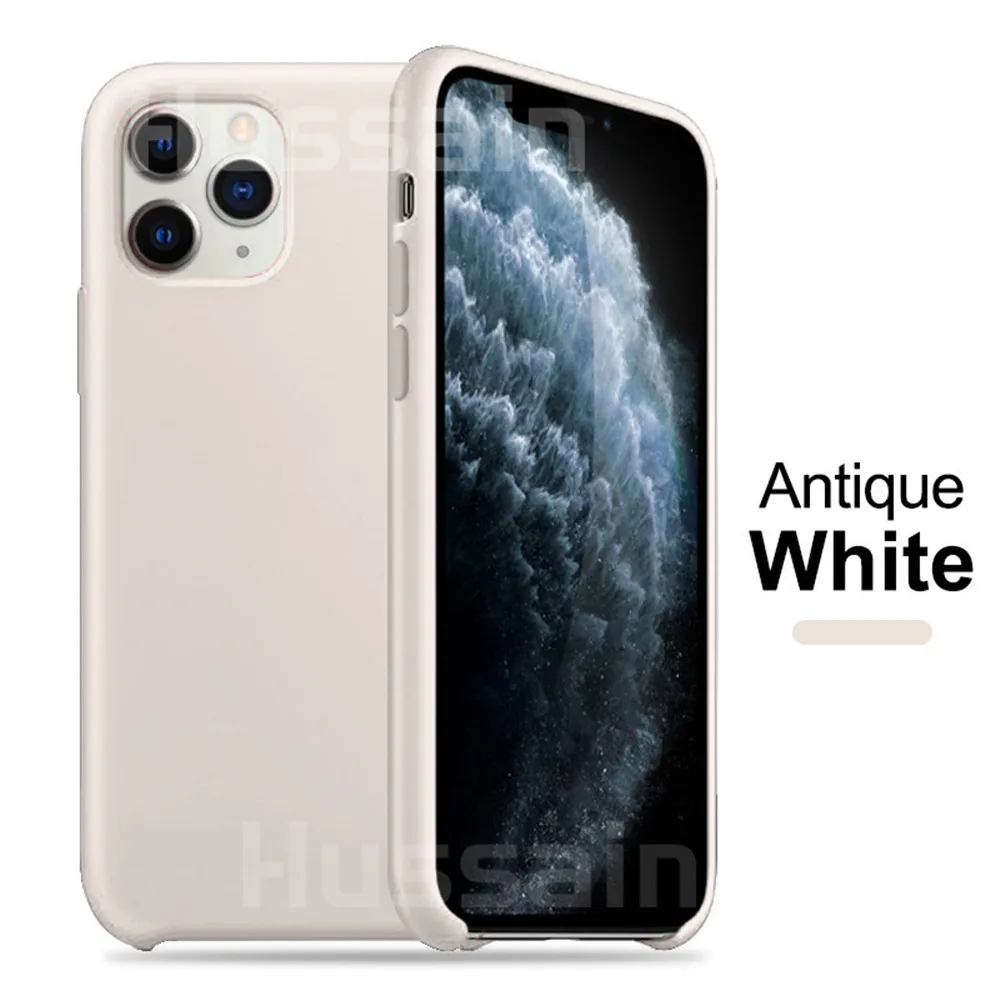 Antique white Роскошный официальный силиконовый чехол для iPhone X Xr 11 Max силиконовый чехол для iPhone 7 8 6 5 5S Plus чехол для Apple крышка-задняя панель с логотипом - Цвет: Antique white