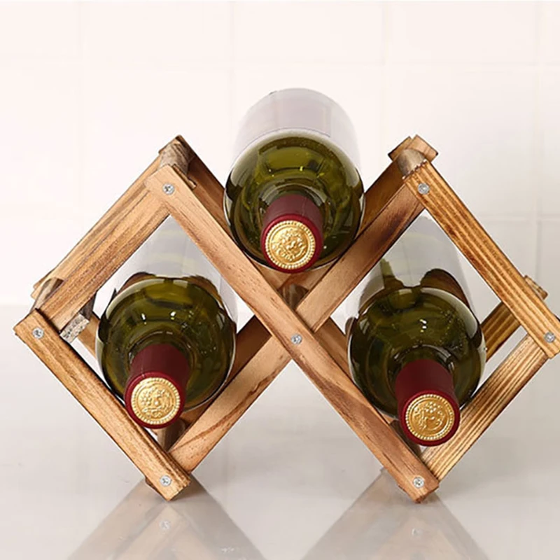 

Foldable Wooden Red Wine Rack 3/6/10 Bottle Rack Folding Wooden Display Stand Solid Shelf Exhibition Organizer Art Display Stand