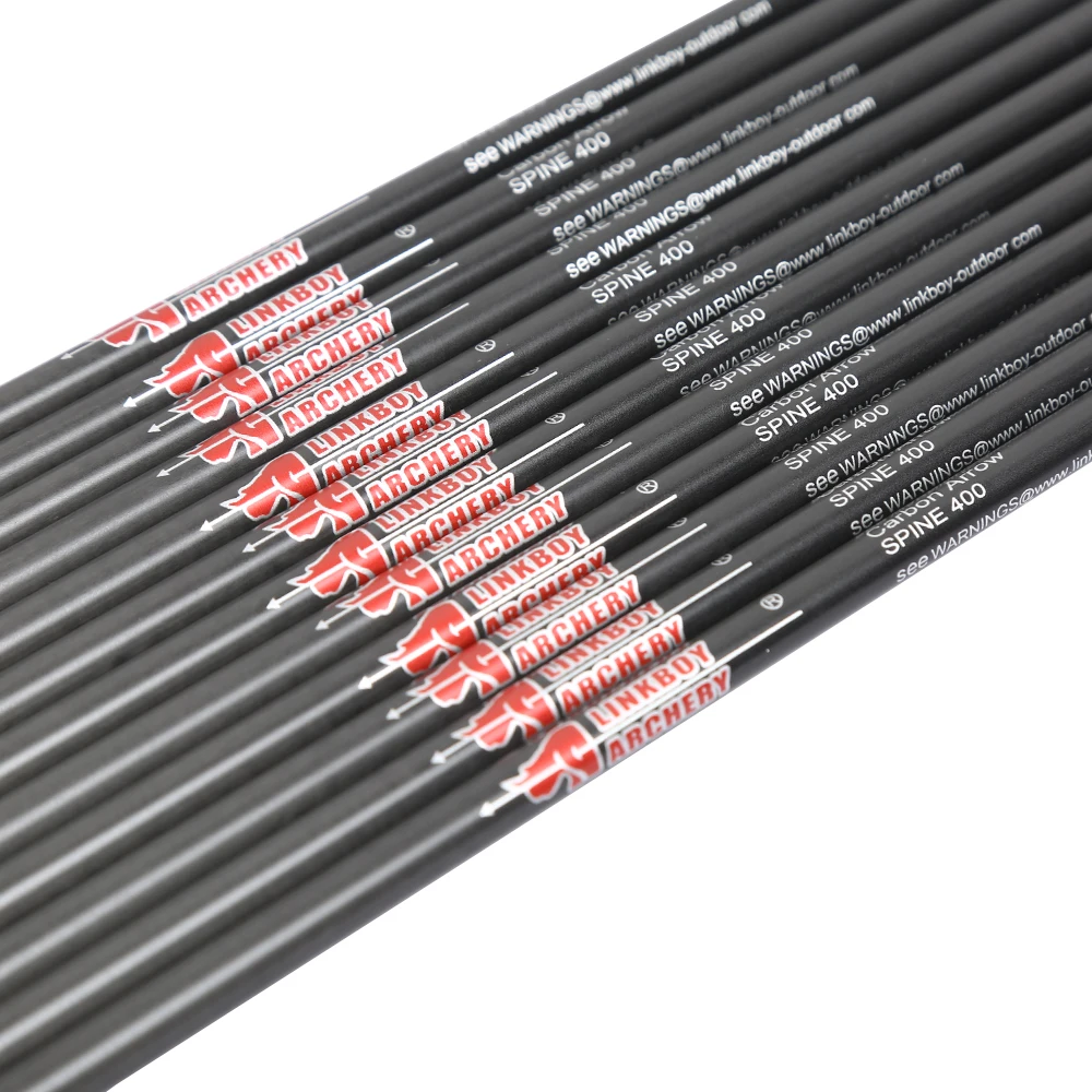 Tiro com Arco de Carbono Linkboy Flecha Spine300-600 2 Polegada Plástico Palhetas Composto Tradicional Caça Tiro 12 Pçs Id6.2mm 3 Arco e flecha