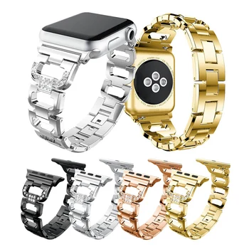 

Stainless Steel Strap for Apple Watch Band 38mm 42mm Rhinestone Diamond Series 5 4 3 2 1 for Apple Watch 44mm 40mm watchbands