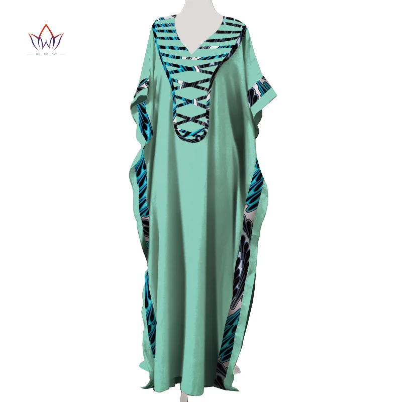 V Neck Dashiki African Dresses for Women Colorful Daily Causal Loose African Dresses for Women Ankle-Length Dress WY5497
