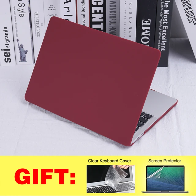 Laptop Case For Macbook Air 13 A2337 A2179 2020 A2338 M1 Chip 14 A2442 funda New Touch Bar for Pro 16 A2141 A2485 Keyboard Cover Wine Red