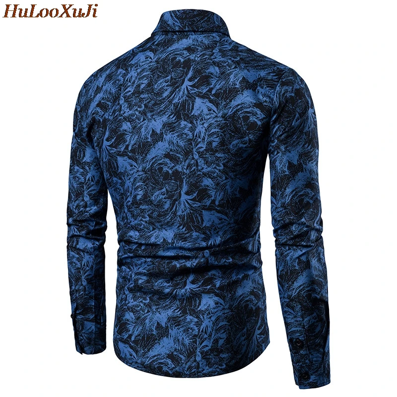 HuLooXuJi Мужская рубашка Летний стиль с принтом Пляжная Мужская гавайская рубашка повседневные рубашки с длинными рукавами Размер США: XS-2XL