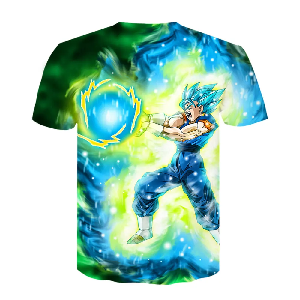 Летняя Горячая Dragon Ball Z Супер Саян Гоку мужская футболка с круглым вырезом уличная Harajuku мужская одежда аниме футболка