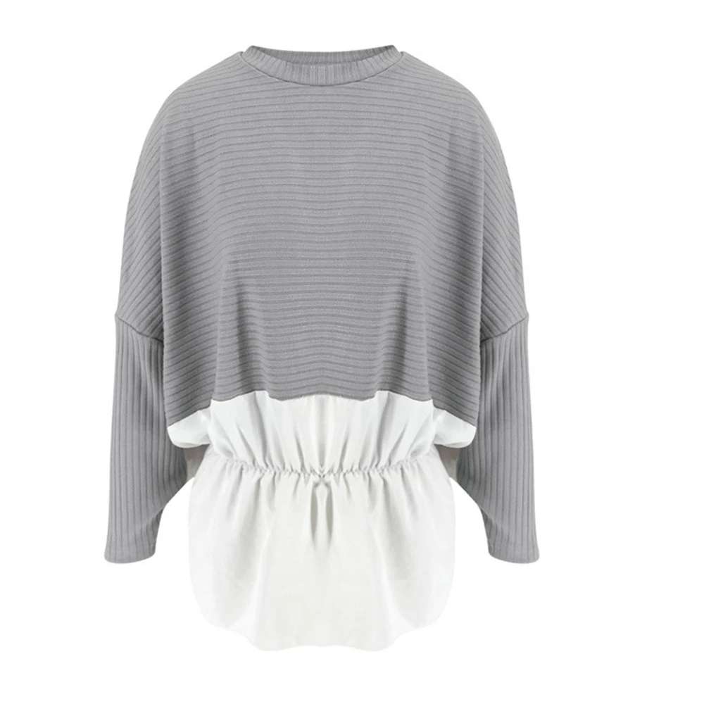 Модные гофрированные вязаный джемпер Для женщин свитер в стиле пэчворк Свободная рубашка для будущих мам Повседневное с длинным рукавом пуловеры, блузы - Цвет: B