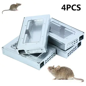 

4X Tin Cat Style Mouse Live Trap Rodent Pest Trap Mice Rat Capture Cage w/window