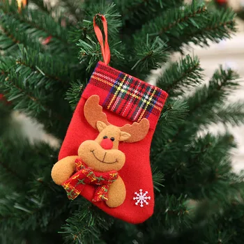 

Christmas Hanging Garland Decor SantaClaus Socks Snowman Deer Banner Gift Holder
