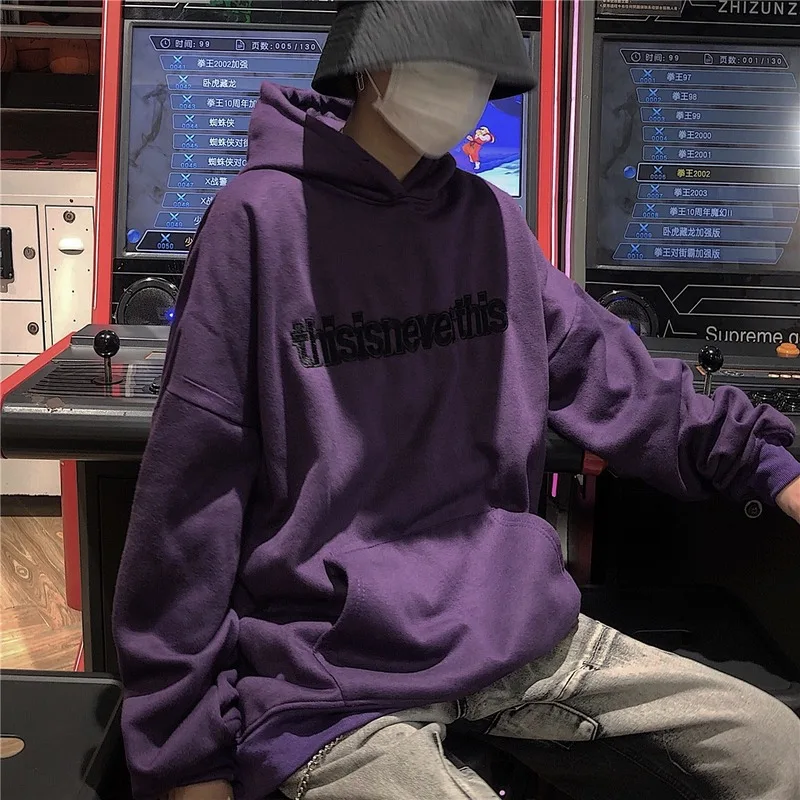 Woherb Harajuku Bf толстовки для женщин Письмо вышивка длинный рукав пуловер с капюшоном, толстовка Свободный Ретро кардиган-пончо 90678