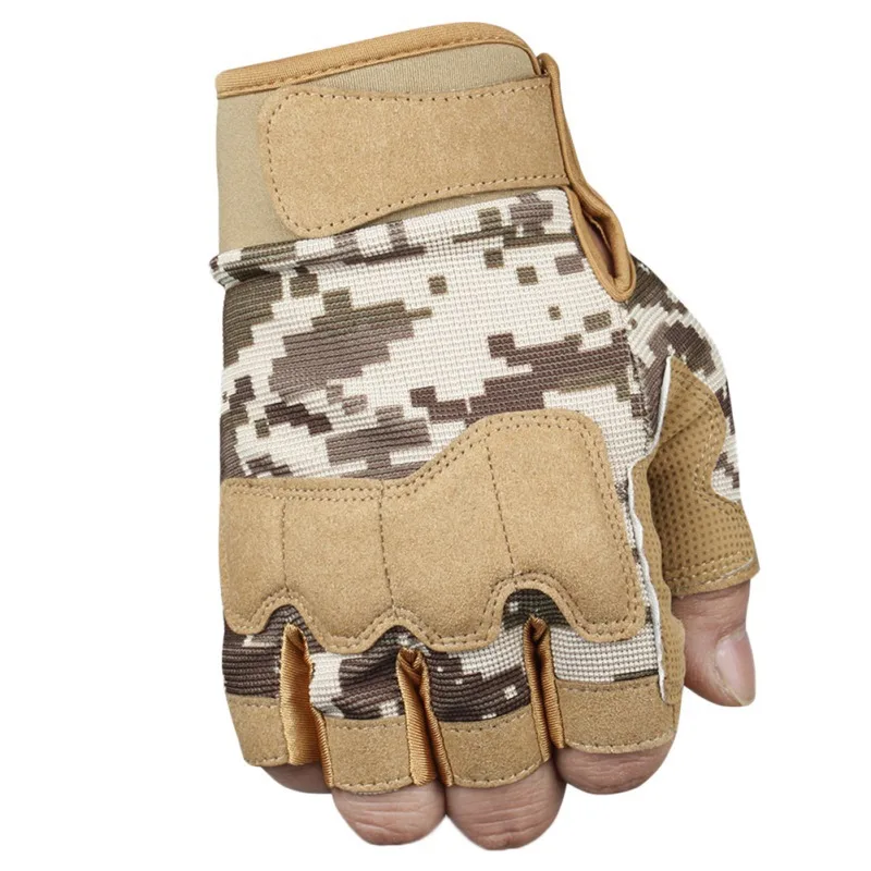 Охотничьи армейские перчатки, спортивные для верховой езды, полупальцевые велосипедные камуфляжные перчатки унисекс, спортивные походные, фитнес-перчатки для вождения - Цвет: HM
