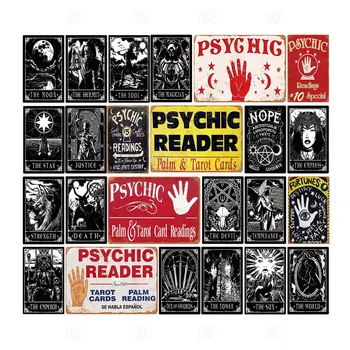 

Tarot Metal Poster Plaque Metal Vintage Psychic Metal Sign Tin Sign Wall Decor For Divination Shop Iron Painting