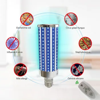 

2020 Newest 60W UV germicidal light Led UVC Light Bulb E27 germicidal lamp Remote Control timing Killing Virus Mite Bacteria