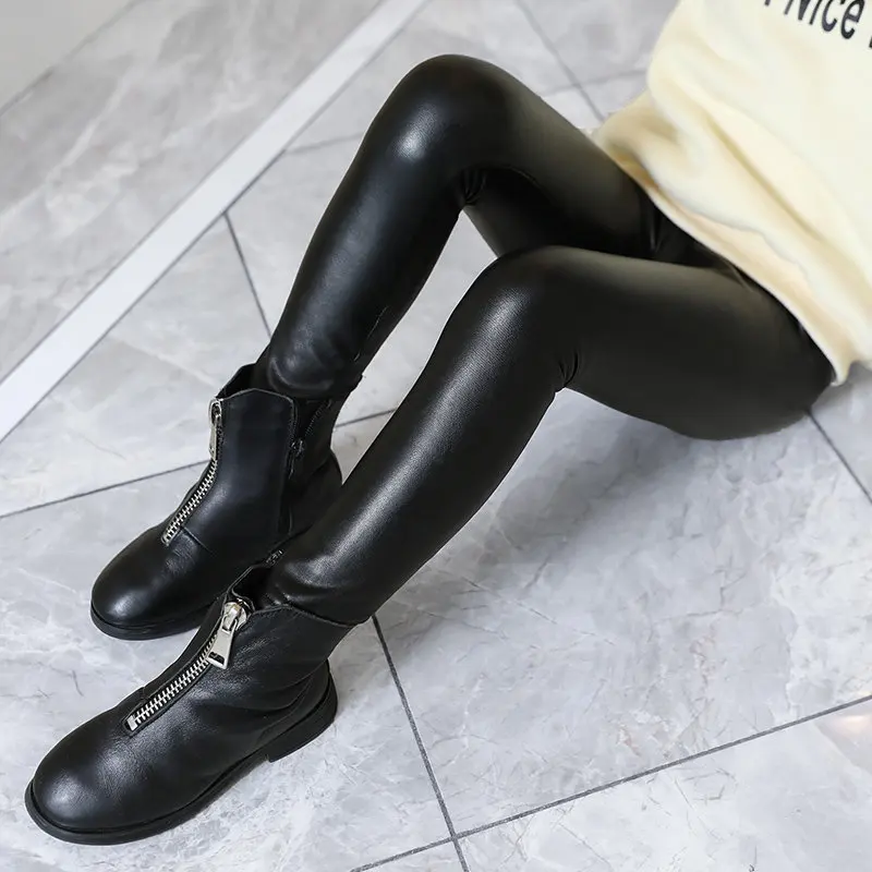 Leggings e Leggings in pelle invernali caldi per bambina coreana per bambini  Leggings caldi Leggings Skinny neri per bambina|Leggings| - AliExpress