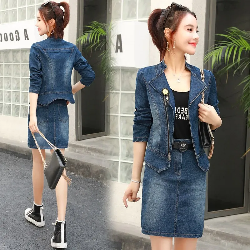 

2019 Early Spring New Products Korean-style Women's Spring New Style Long-sleeved Coat Suit Skirt Two-Piece Set Fashion Leisure