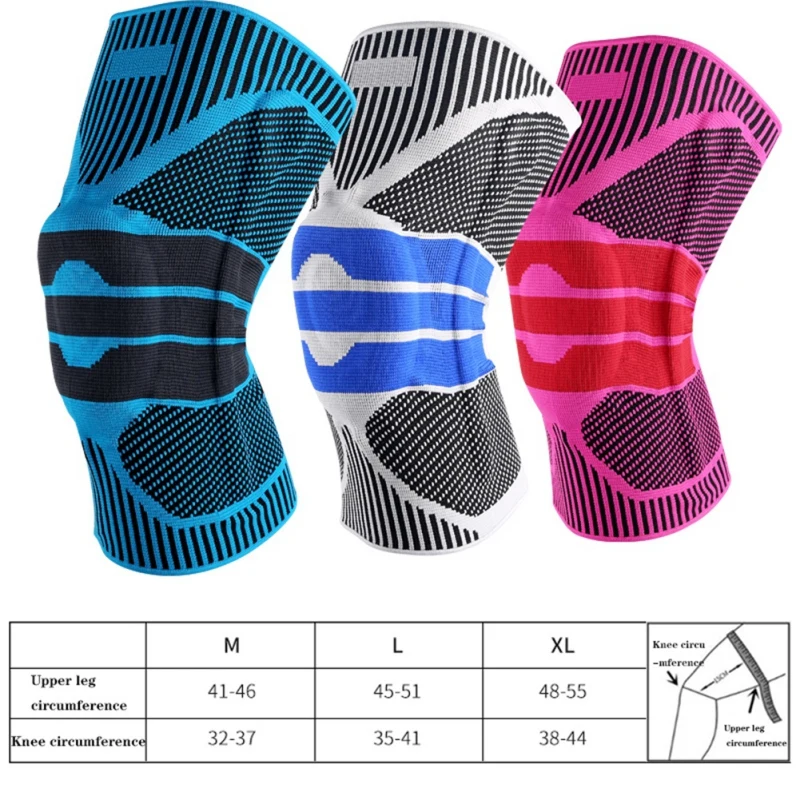 Durable Silicone Spring Anti Collision Basketball Sports Knitted Compression Elastic Knee Brace Support Patella Knee Protector1