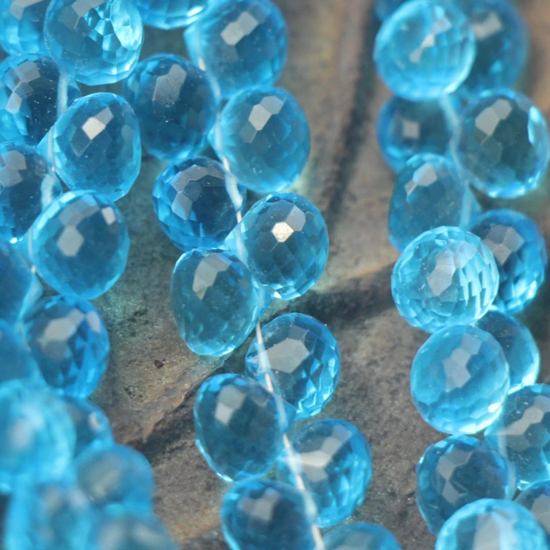 

SKY Blue Quartz Micro Faceted Onion Shape Briolette, Size 8-9 mm Approx