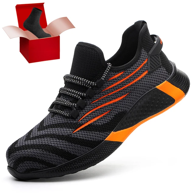 Fashion Men's Work Sneakers Mesh Breathable Safety Shoes Men Steel Toe Work Shoes Industrial Anti-smashing Safety Work Boots Man 02 Safety Work Shoes