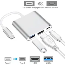 3 in 1 USB3.1 Type-C to HDMI Adapter Cable High Speed USB to HDMI Converter 10Gbps Aluminum For Apple Macbook Laptop PC