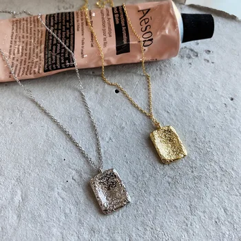 

INS Authentic 925 Sterling silver Heteromorphism dysmorphism Geometric Square Pendant necklace Fine Jewelry gift TLX1084