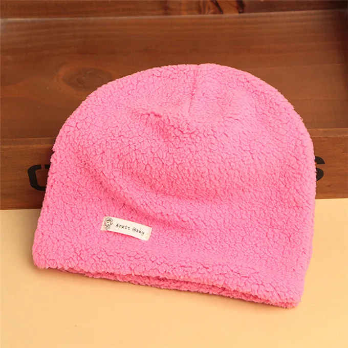 hat rose Осенне-зимний детский комплект из шапки и шарфа, толстая теплая плюшевая детская шапка, однотонный цветной нагрудник, костюм, шарф и шапка для мальчиков и девочек - Цвет: hat rose