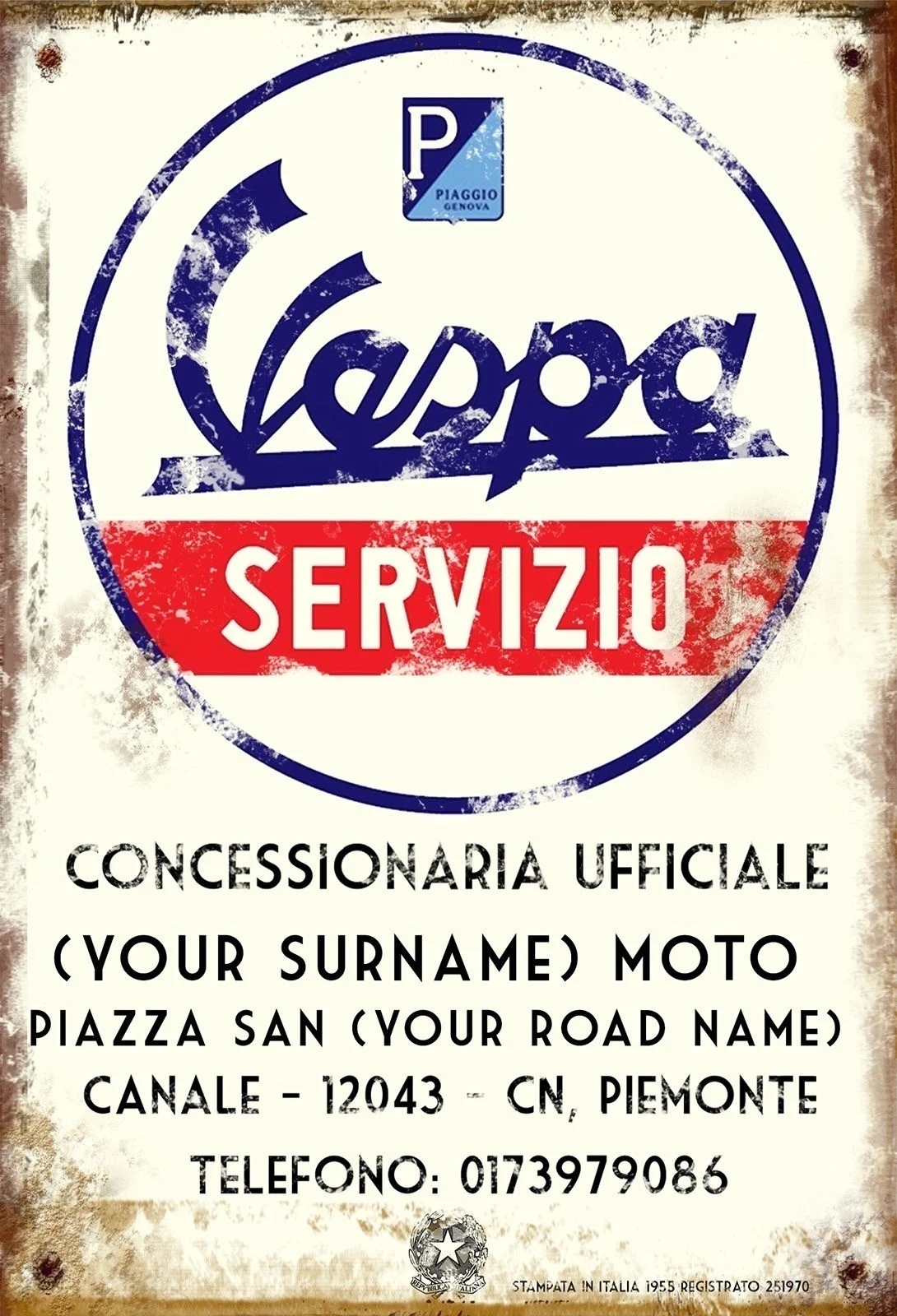 

Vespa Service Retro Metal Tin Sign Poster Home Garage Plate Cafe Pub Motel Art Wall Decor(Visit Our Store, More Products!!!)