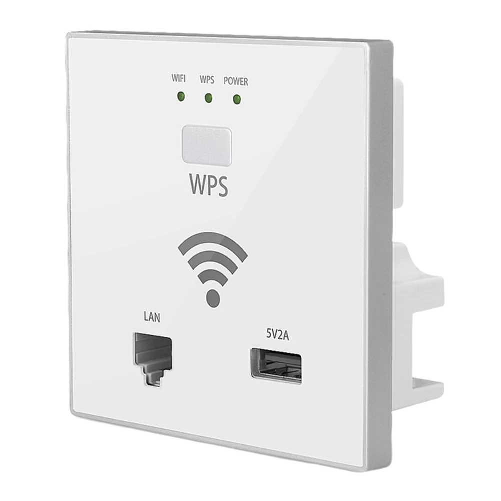 

300M 220V In-wall Panel Dual Use Wireless Socket Office Router Embedded Hotel Bedroom Home WIFI Cafe Apartment Restaurant USB
