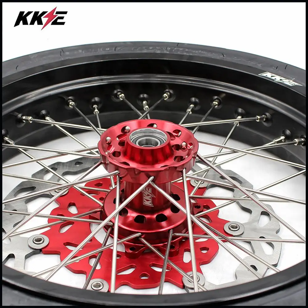 KKE 3 5/4 25 Cush Drive Supermoto набор колес CST шины для Honda CRF250R 2004 2013 CRF450R 2002 2012 44T красная