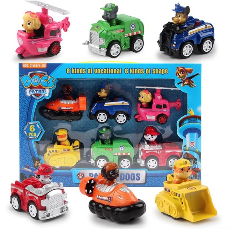 6PCS BOX-A8 Все paw patrol автобус смотровая башня с музыкальными фигурками patrulla canina paw patrol игрушки для детей рождественские подарки - Цвет: 6PCS BOX-A8