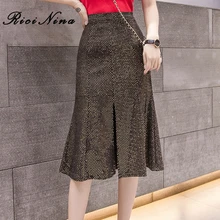 RICININA Womens Skirt Female Autumn Split Sequin Casual Elegant Mermaid Skirt Women High Waist Office Jupe Femme Plus Size