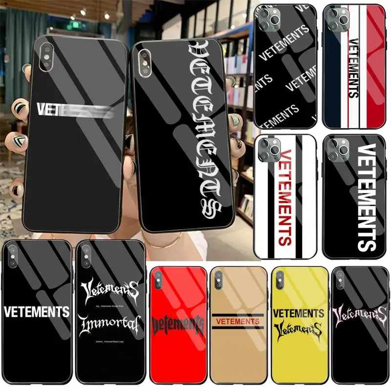 

France Brand Vetementse Soft black Phone Case Tempered Glass For iPhone 11 Pro XR XS MAX 8 X 7 6S 6 Plus SE 2020 case