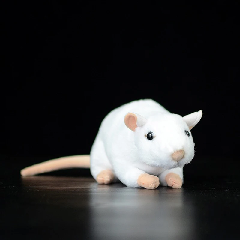 Extra Soft Real Life White Rat Plush Toys Realistic Mouse Stuffed Farm Animals Toy Pet Mice Gifts Educational Toys For Kids