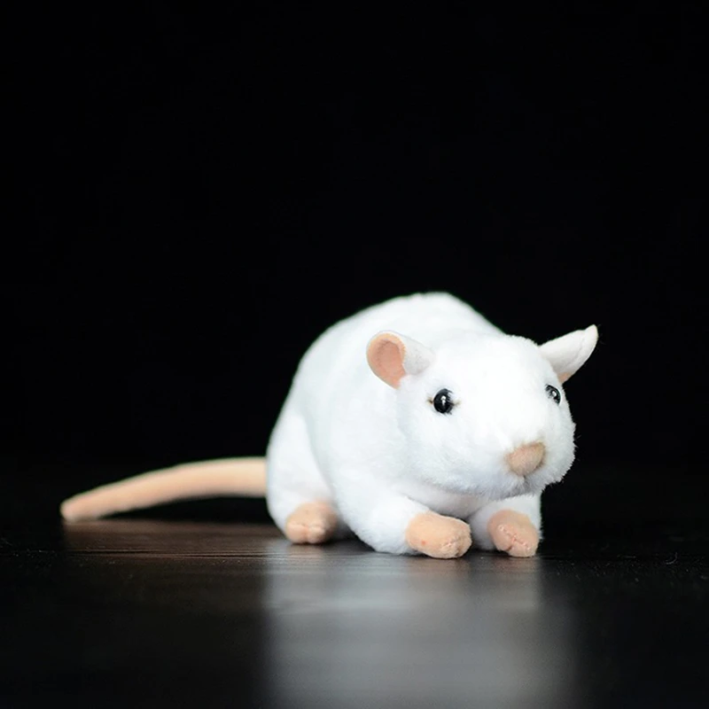 Extra Soft Real Life White Rat Plush Toys Realistic Mouse Stuffed Farm