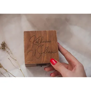 

Wood ring box custom wedding Ring Bearer box proposal engraved Ring Holder ring pillow Jewelry Box wedding keepsake couple gift