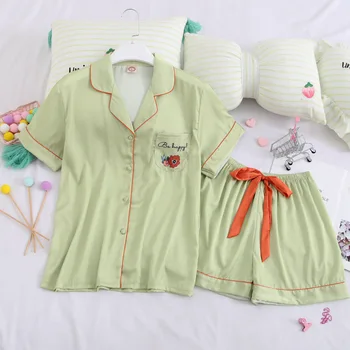 

Fiklyc New Short-Sleeved Shorts Cute Printed Ladies Pajamas Home Service Suit Summer Comfortable And Breathable