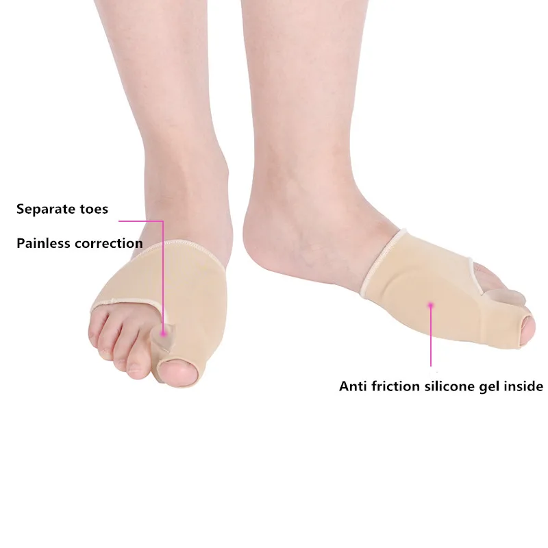 1Pair Toe Corrector Orthotics Anti Abrasion Foot Feet Care Pedicure Socks Bunion Straightener Silicone Gel Bone Thumb Adjuster