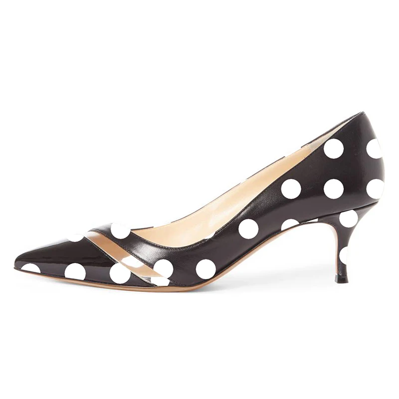 black_polka_dots_polka_dots_hollow_out_kitten_heels_pumps_3_
