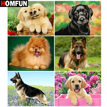 

HOMFUN Full Drill Diamond Painting "Animal dog flower" DIY Picture Of Rhinestone 5D Diamond Embroidery Cross Stitch Decor