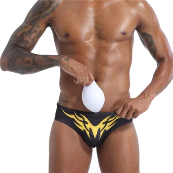 

Men Summer Shorts Slim Printed Low Waist Briefs Fashion Flame Print Swim Trunks