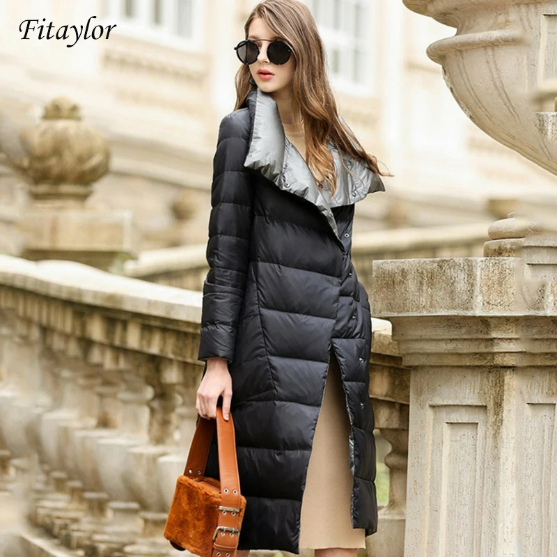 Fitaylor Women Down Jacket Long Coat Winter Warm