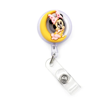 

The Cartoon Minnie Girl Plastic Badge Reel Holder Elastic Name Card Simple & Easy To Use For Nurse & Students